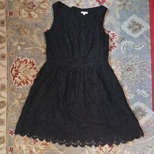 Shoshanna Sleeveless Black Lace Dress with Pockets
